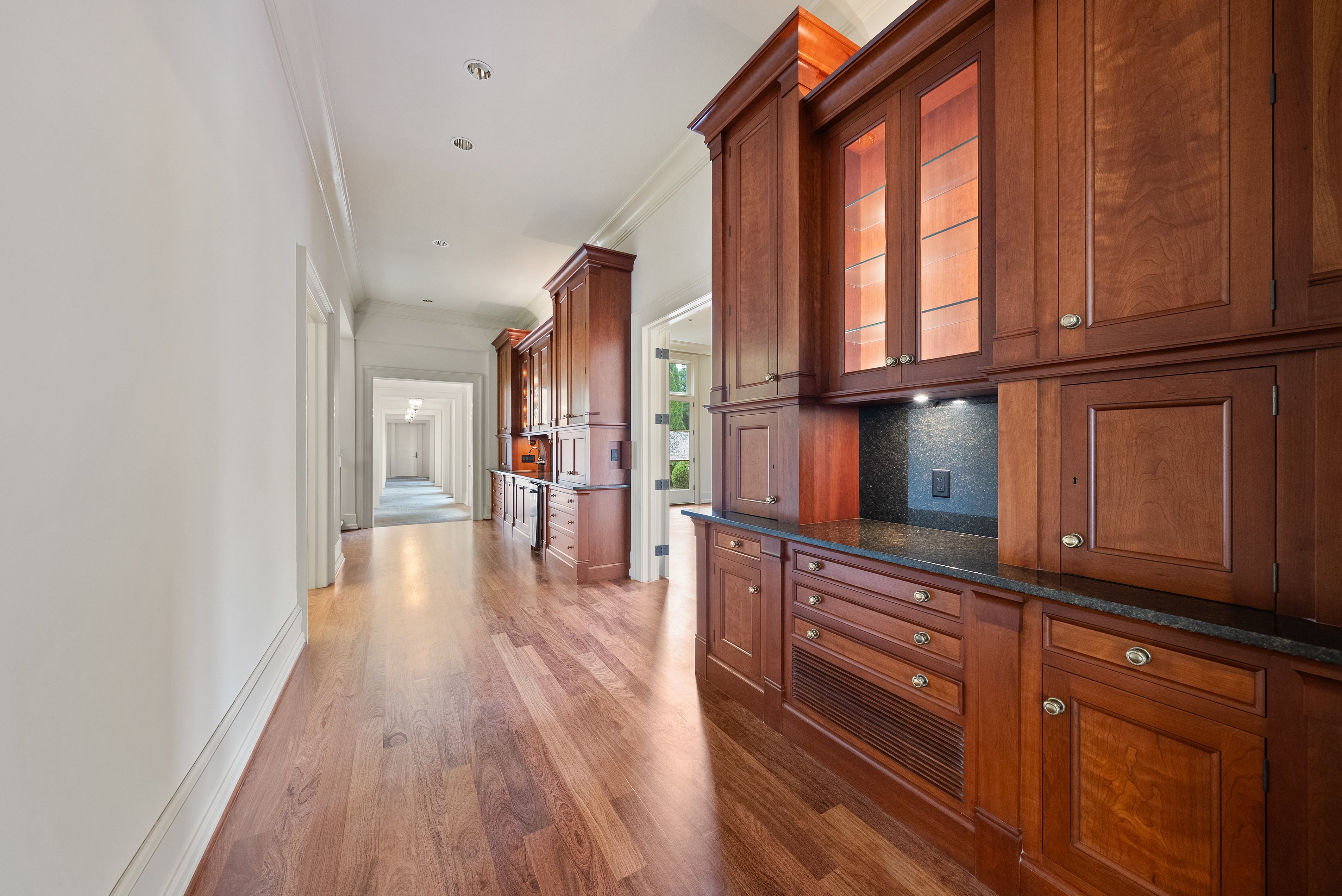 Hallway with cabinets