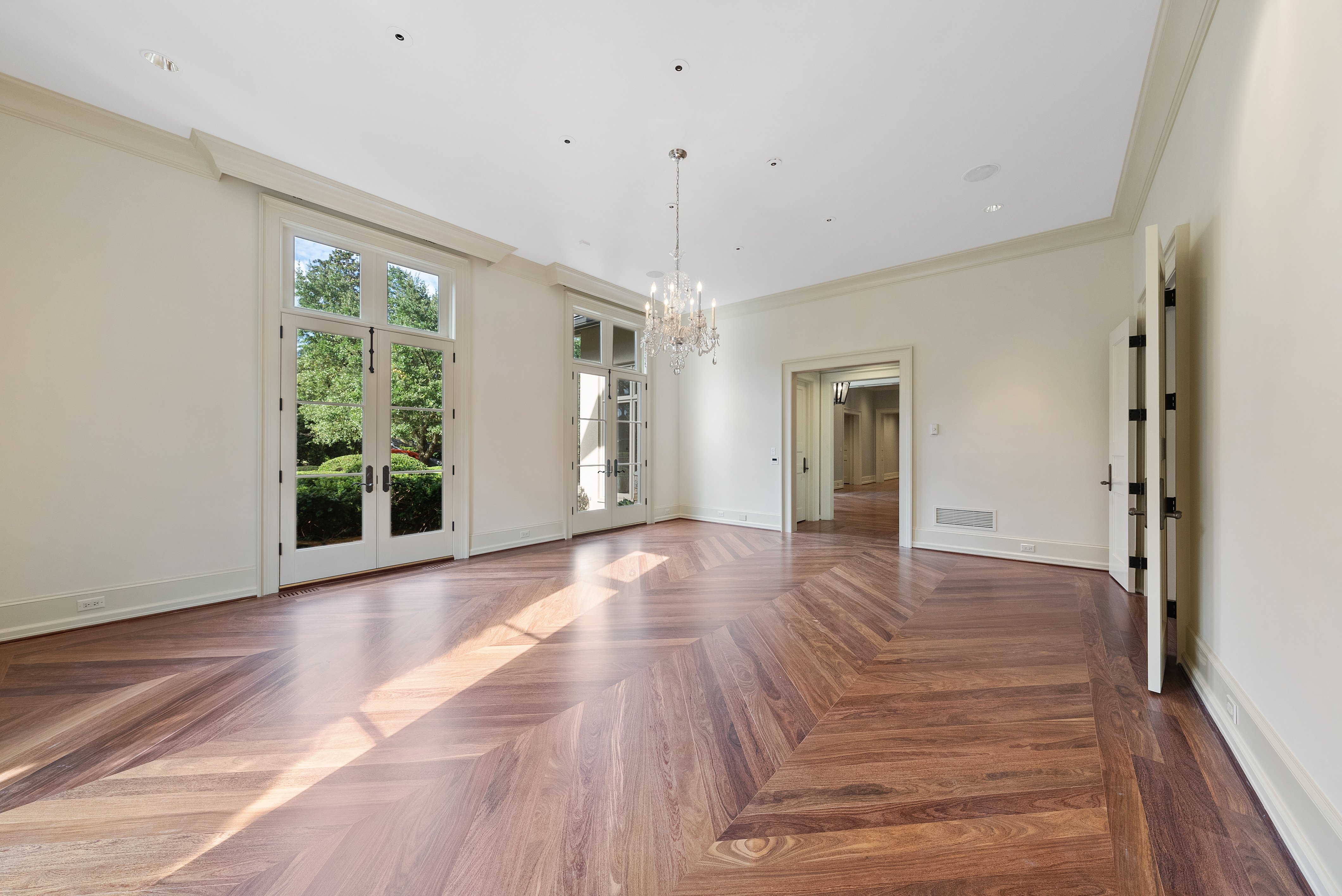 Dining area with chandelier